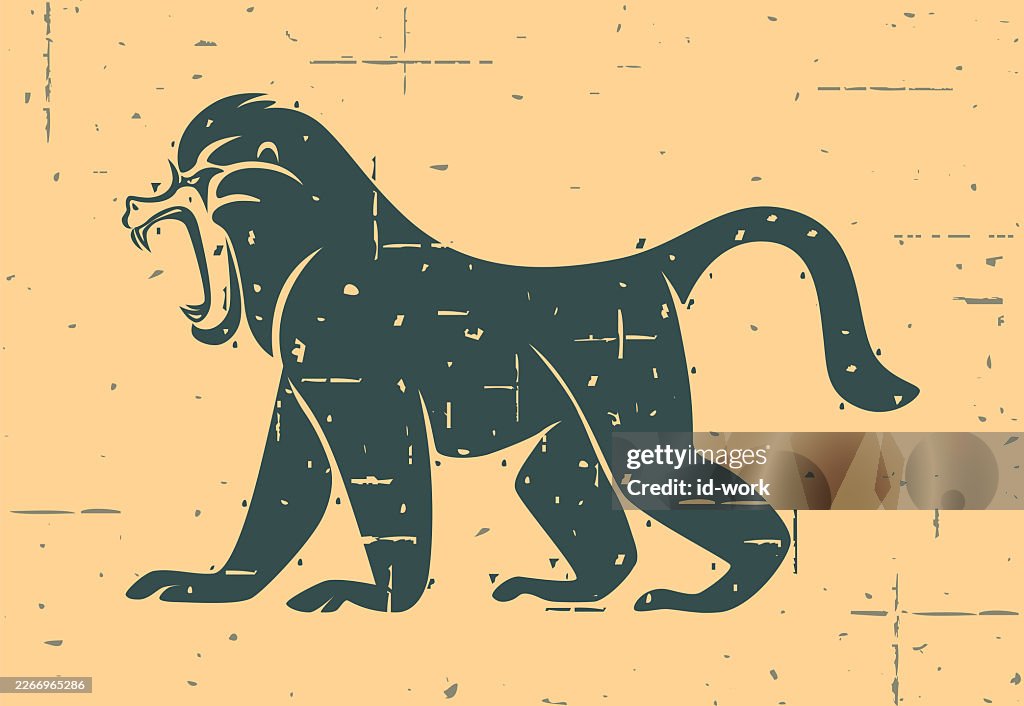 Angry baboon silhouette