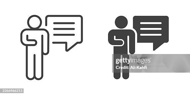 speaker thin line and glyph solid icon. editable stroke and perfect pixel isolated on transparent background - team building exercise stock illustrations