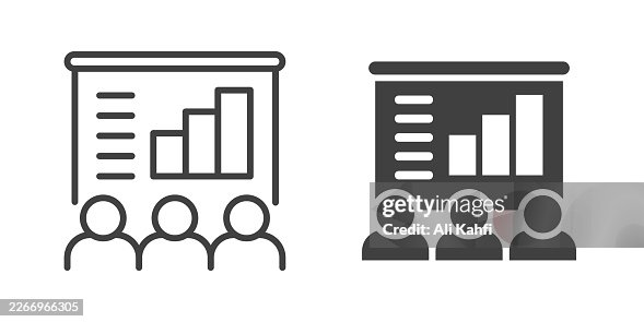 Data Presentation thin line and glyph solid icon. Editable stroke and perfect pixel isolated on transparent background Data Presentation thin line and glyph solid icon. Editable stroke and perfect pixel isolated on transparent background