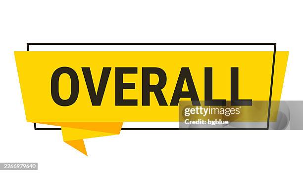 overall - yellow speech bubble on white background - general view stock illustrations