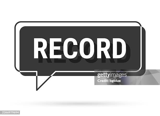 record - 3d black speech bubble on white background - record player white background stock illustrations