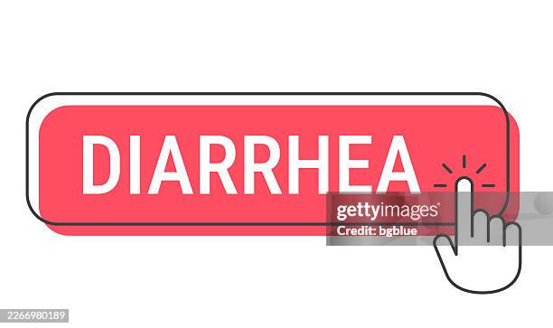 diarrhea - click button with hand cursor on white background - diarrhea stock illustrations