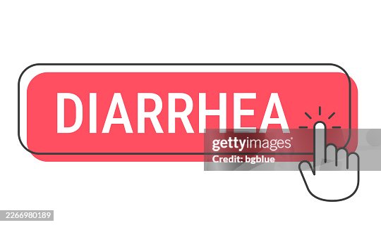 Diarrhea - Click button with hand cursor on white background Diarrhea - Click button with hand cursor on white background