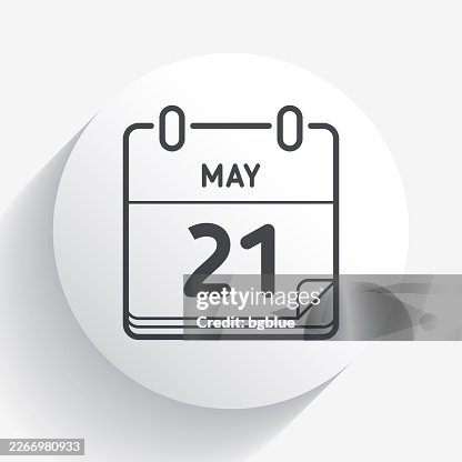 May 21. Icon on circle button with long shadow May 21. Icon on circle button with long shadow