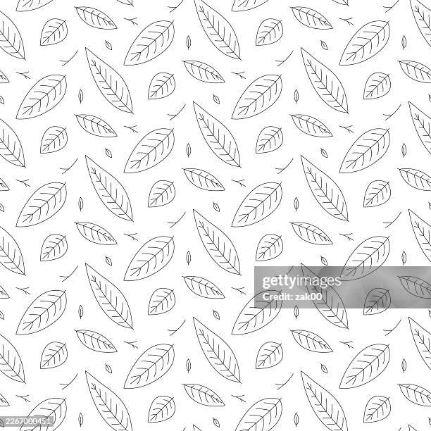 leaf seamless background - seamless leaf pattern vector stock illustrations