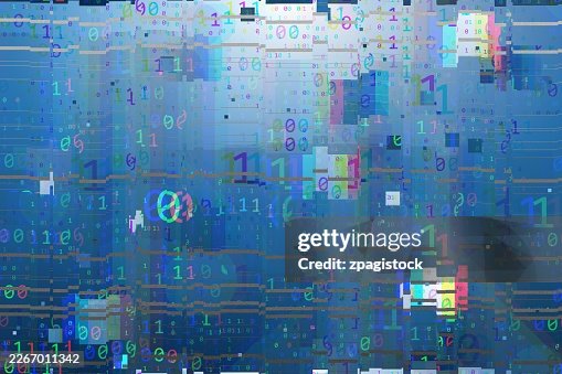 Binary code glitch background, digital error distortion Binary code glitch background, digital error distortion