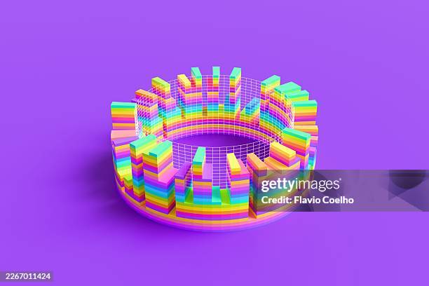 circular 3d bar chart - tall version - feedback loop stock pictures, royalty-free photos & images