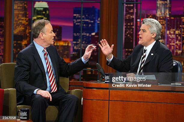 Political commentator Bill O'Reilly appears on "The Tonight Show with Jay Leno" at the NBC Studios on March 13, 2003 in Burbank, California.