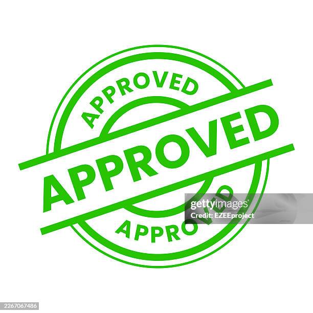 green approved rubber stamp icon. circle approved sign for document verification and quality control. valid and accepted stamp symbol in bright green color. quality assurance approved mark for business and finance - check mark in circle stock illustrations