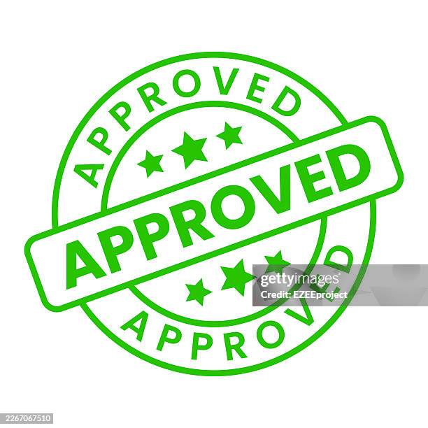 green approved rubber stamp icon. circle approved sign for document verification and quality control. valid and accepted stamp symbol in bright green color. quality assurance approved mark for business and finance - quality control approved stock illustrations