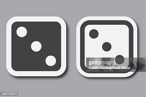 dice sticker icon set - random dots stock illustrations