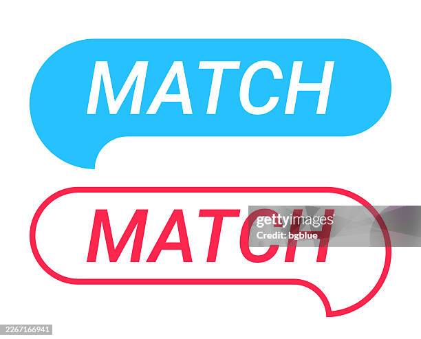 match - blue and red speech bubble on white background - duplicate copy stock illustrations