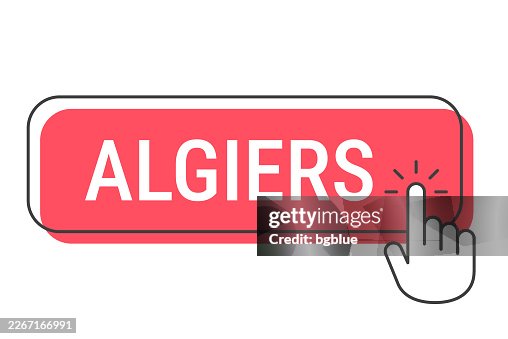 Algiers - Click button with hand cursor on white background Algiers - Click button with hand cursor on white background