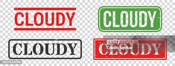 cloudy - rubber stamp set on blank background - cloud transparent stock illustrations