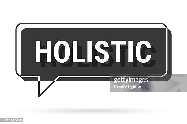 holistic - 3d black speech bubble on white background - bubbles merging together stock illustrations