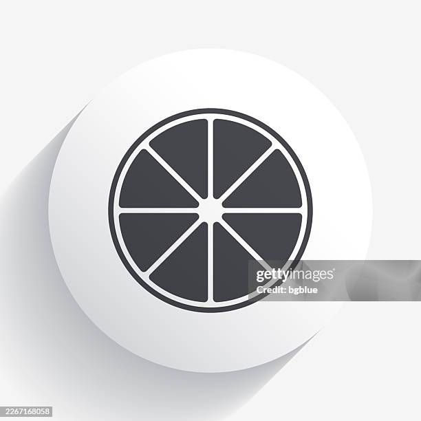 lemon slice. icon on circle button with long shadow - lime icon stock illustrations