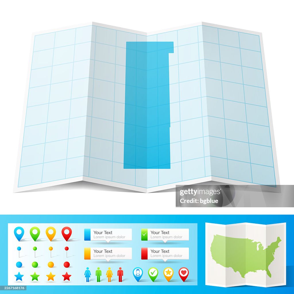 Washington County, Oklahoma Map with location pins on white Background