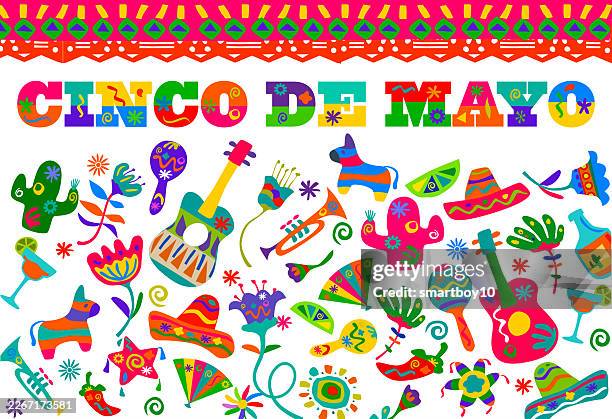 cinco de mayo - tissue paper collage stock illustrations