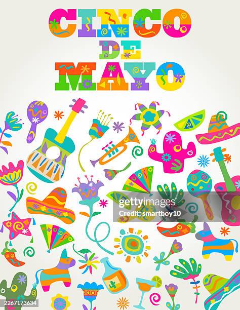 cinco de mayo - tissue paper collage stock illustrations