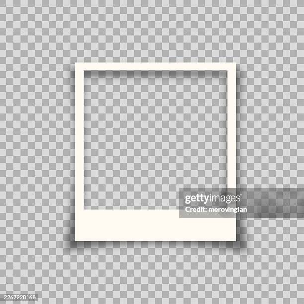 empty white photo frame with blank place on transparent background - blank polaroid stock illustrations