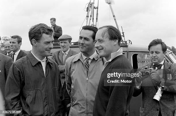 Donald Campbell with Jack Brabham at the Goodwood Motor Circuit, West Sussex, United Kingdom on 18th July 1960.