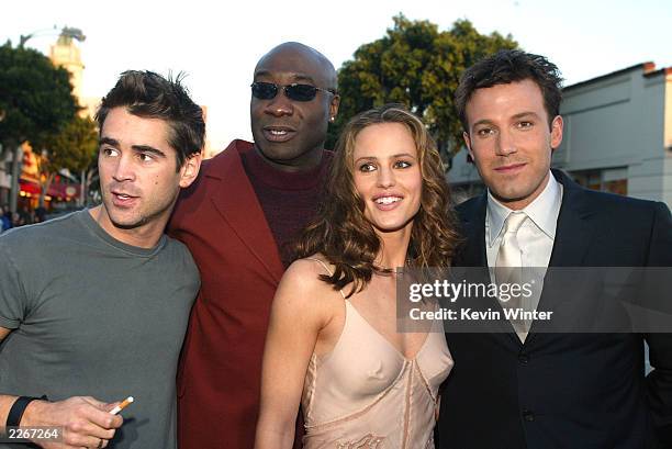 Cast members Colin Farrell, Michael Clarke Duncan, Jennifer Garner and Ben Affleck pose for photos at the premiere of "Daredevil" at the Village...