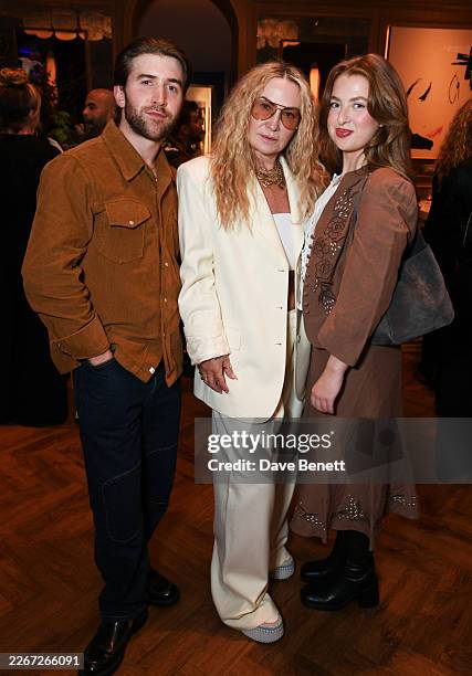 Callum Scott Howells, Meg Mathews and Anais Gallagher attend Meg Mathews 60th birthday at Sale e Pepe Mare at The Langham Hotel on March 18, 2026 in...