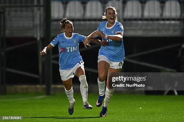 Nikola Karczewska of S.S. Lazio celebrates after scoring the first goal during the Serie A Women Athora Championship match between S.S. Lazio Women...