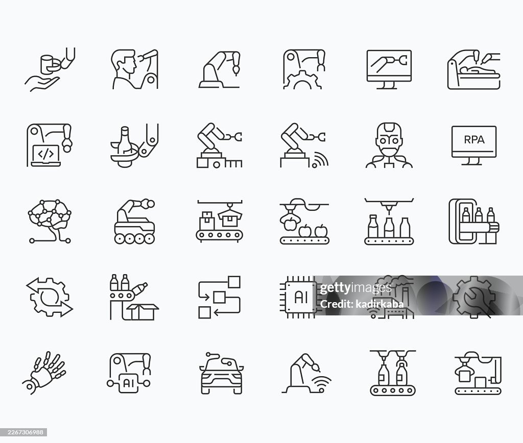Thin Robotization Line Icon Set · 30 Icons