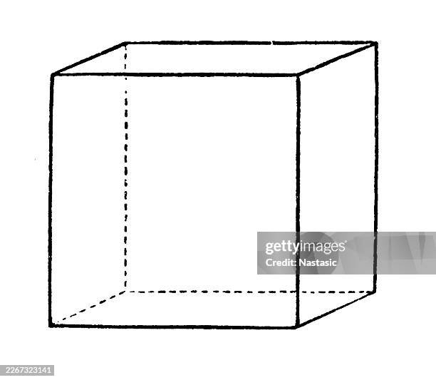 cube/hexahedron ,basic six-faced form. characteristic of salt and pyrite.crystal forms of the tesseral system ,known as the cubic or isometric crystal system - alumni stock illustrations