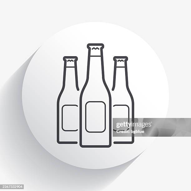 beer bottles. icon on circle button with long shadow - cider stock illustrations