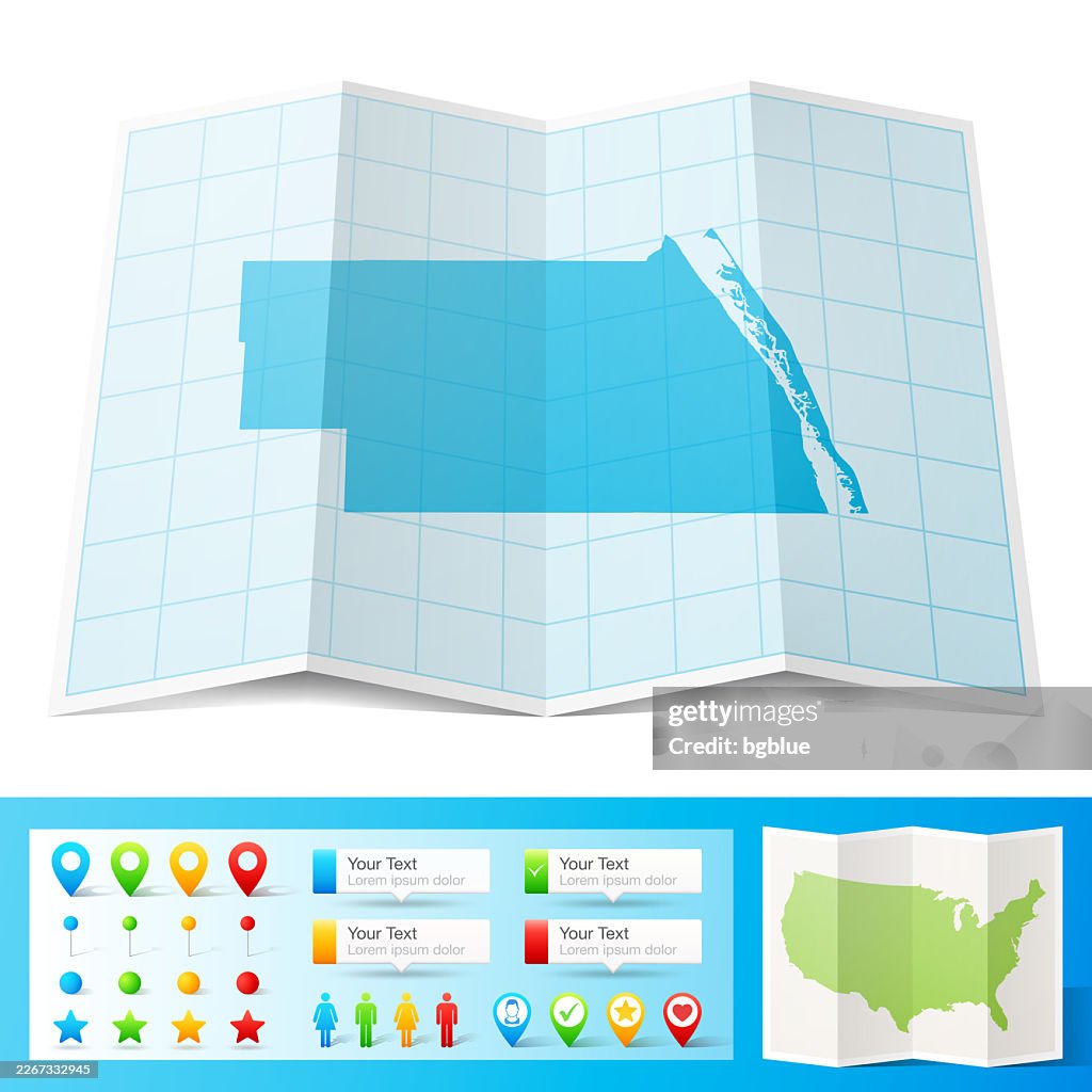 Indian River County, Florida Map with location pins on white Background
