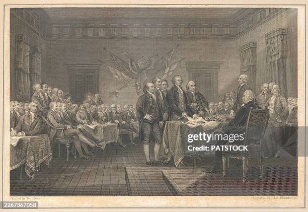 signing of the declaration of independence - unabhängigkeit stock-fotos und bilder