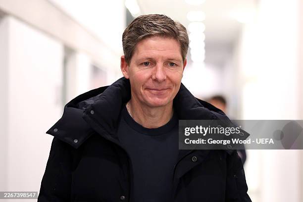Oliver Glasner, Manager of Crystal Palace, arrives at the stadium prior to the UEFA Conference League 2025/26 round of 16 second leg match between...