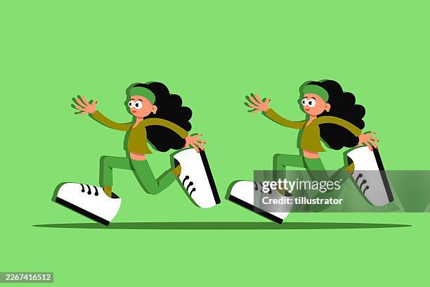 girl running - marathon training stock illustrations