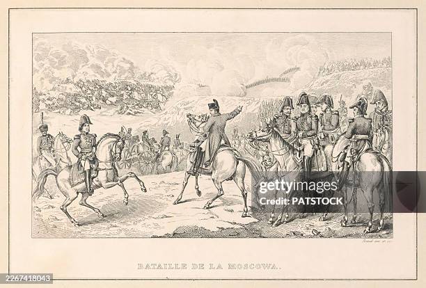 battle of borodino napoleon commanding troops - guerras napoleónicas fotografías e imágenes de stock