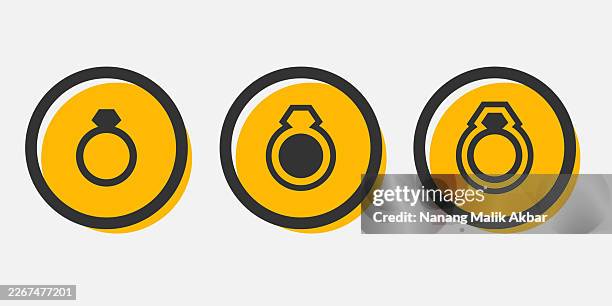 wedding ring icon set - tangled lines stock illustrations