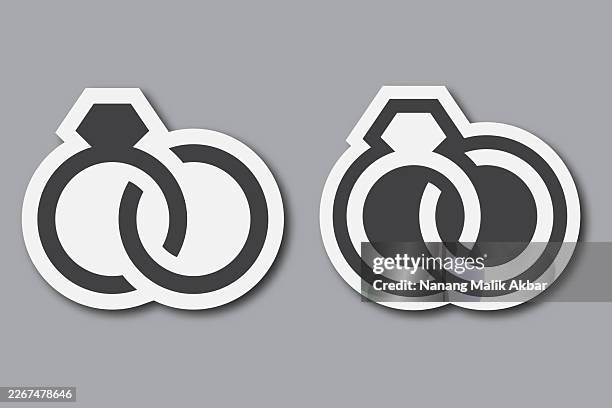 wedding ring sticker icon set - tangled lights stock illustrations