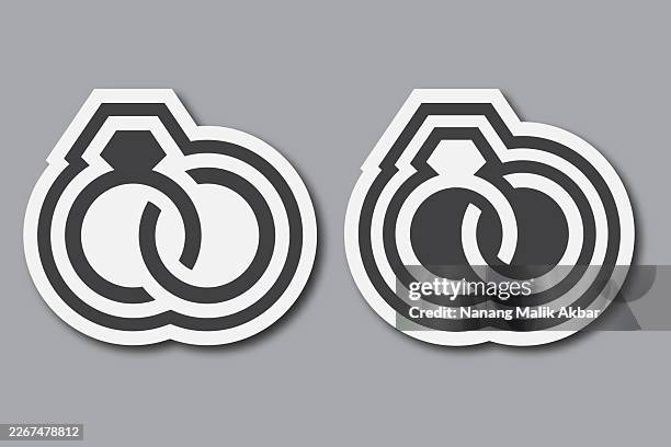 wedding ring sticker icon set - wedding ring isolated stock illustrations