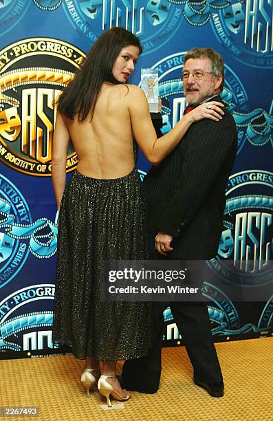 Actress/presenter Jill Hennessy and Robert Primes, ASC, winner for best Episodic Television, "MD's", pose at the American Society of Cinematographers...