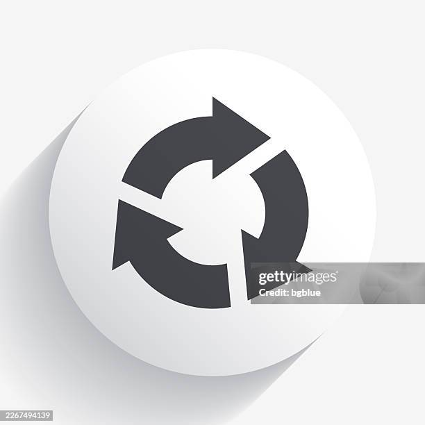 refresh. icon on circle button with long shadow - replay button stock illustrations