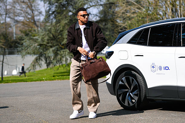 Kylian MBAPPE of France during the Arrival of French team at INF Clairefontaine on March 23, 2026 in Clairefontaine, France.