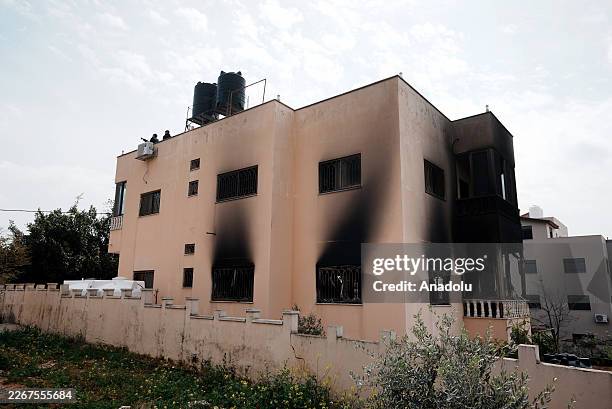 Israeli settlers launch an attack on Deir al-Hatab town setting fire to Palestinian homes and vehicles causing material damage in Nablus, West Bank...