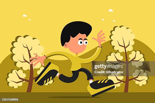 boy running - marathon training stock illustrations
