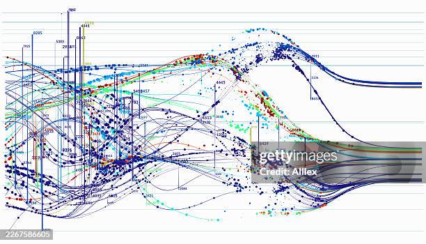 data analytics system analyzing trends, processing signals and generating predictive insights - machine learning deep learning stock illustrations