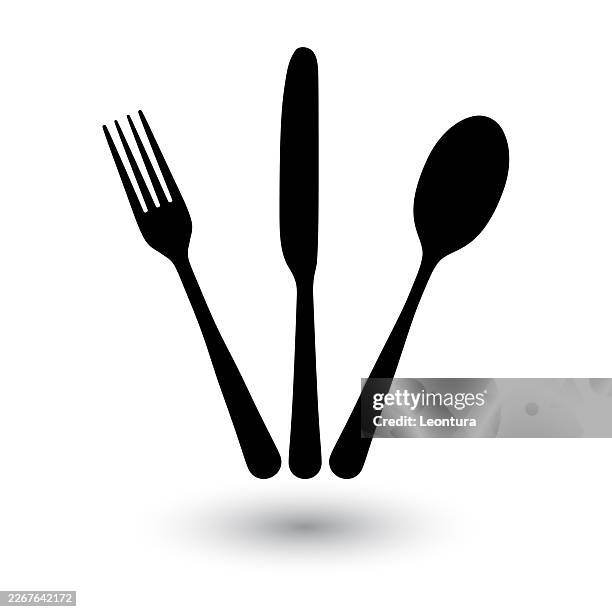 cutlery silhouette - bread knife stock illustrations