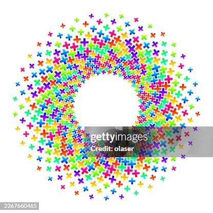 Plus shapes in circular pattern, radial size gradient Plus shapes in circular pattern, radial size gradient