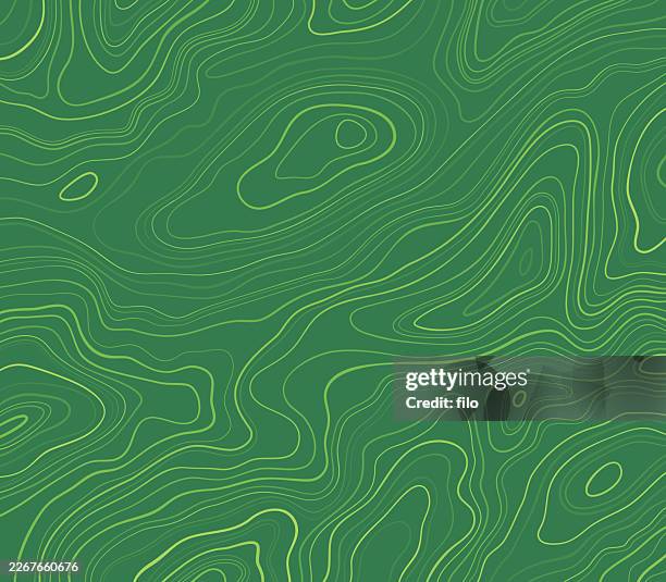 grüne topografische umgebungslinien außen muster hintergrund - topografische karte stock-grafiken, -clipart, -cartoons und -symbole