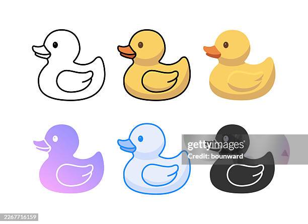 ilustrações de stock, clip art, desenhos animados e ícones de yellow duck icon. 6 different styles. editable stroke. - filhote de animal