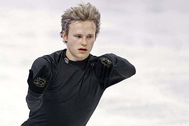 Ilia Malinin of the United States trains during an official practice session in Prague on March 24 ahead of the world figure skating championships...